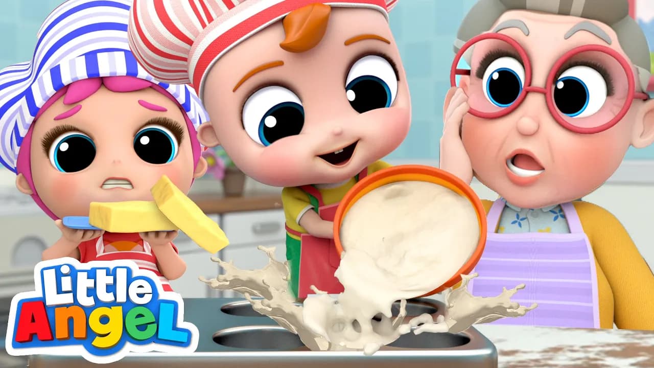 Baking with Grandma | Pat a Cake Song | Little Angel Kid Songs & Nursery Rhymes