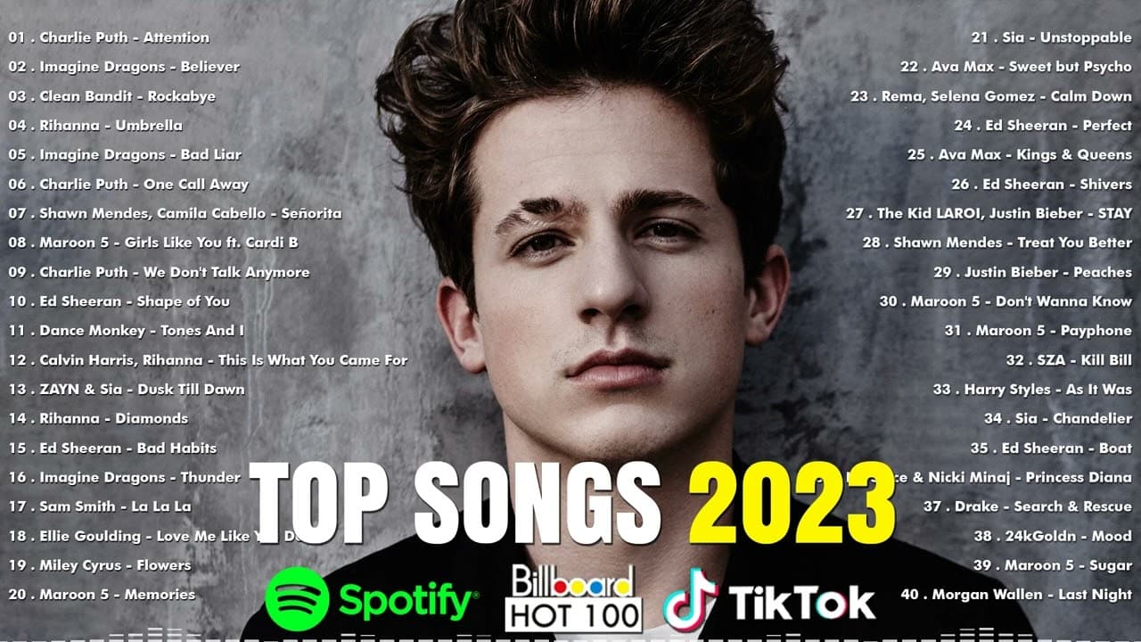 Billboard Hot 100 Songs of 2023 - Miley Cyrus, Ed Sheeran, Maroon 5, Shawn Mendes, Justin Bieber