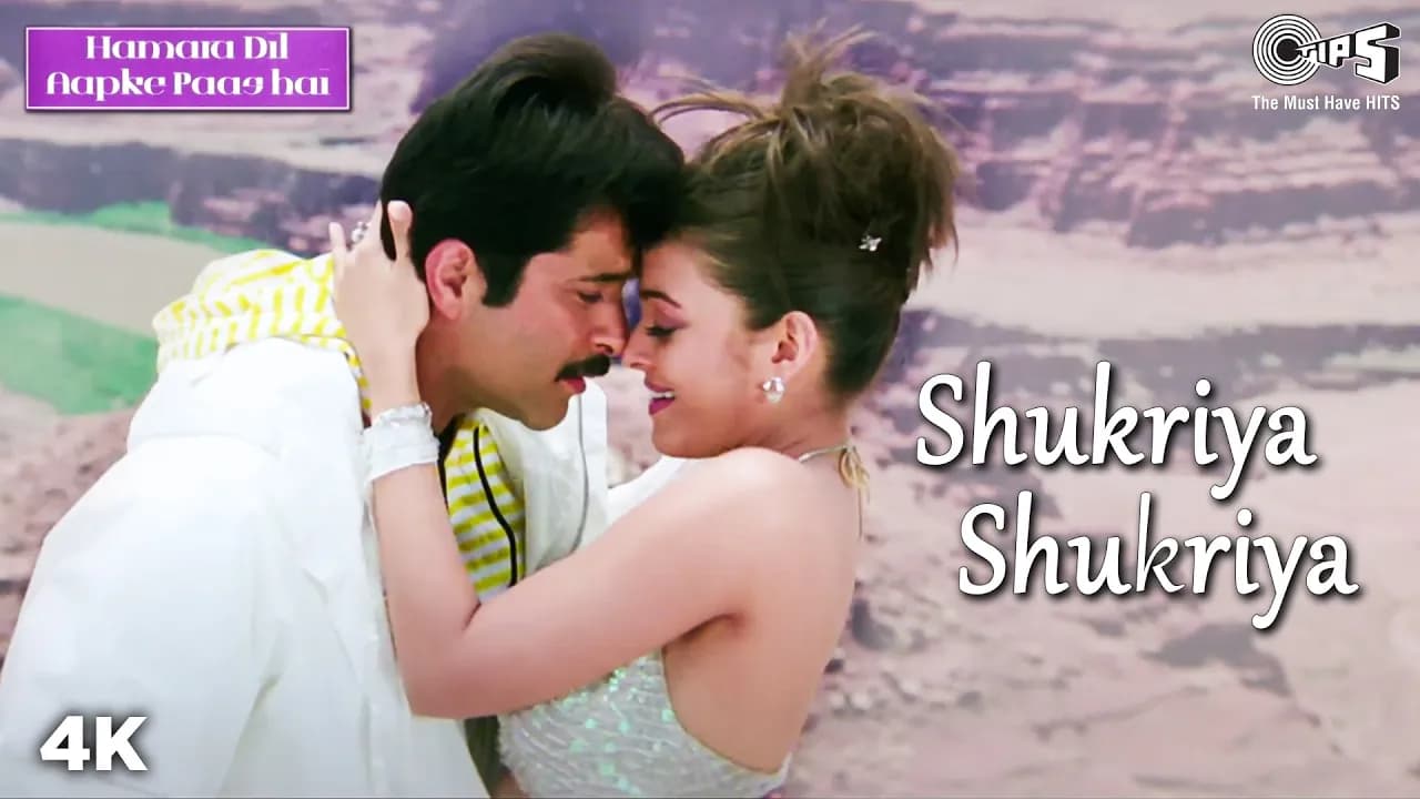 Shukriya Shukriya | Hamara Dil Aapke Paas Hai | Aishwarya Rai, Anil Kapoor | Alka, Udit | Love Song