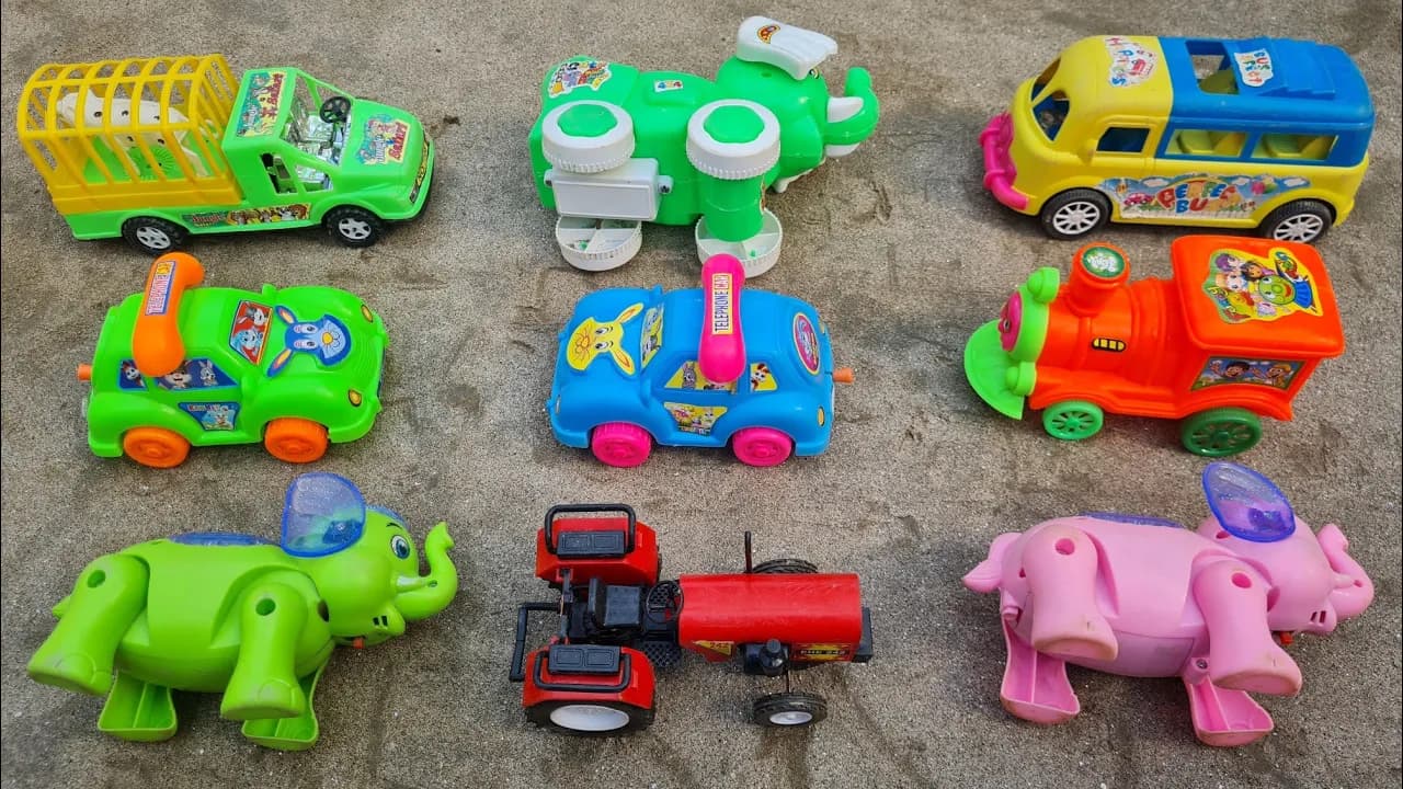 train tractor wala cartoon | toy helicopter ka video | bus, train, jcb, truck, crane, dumper