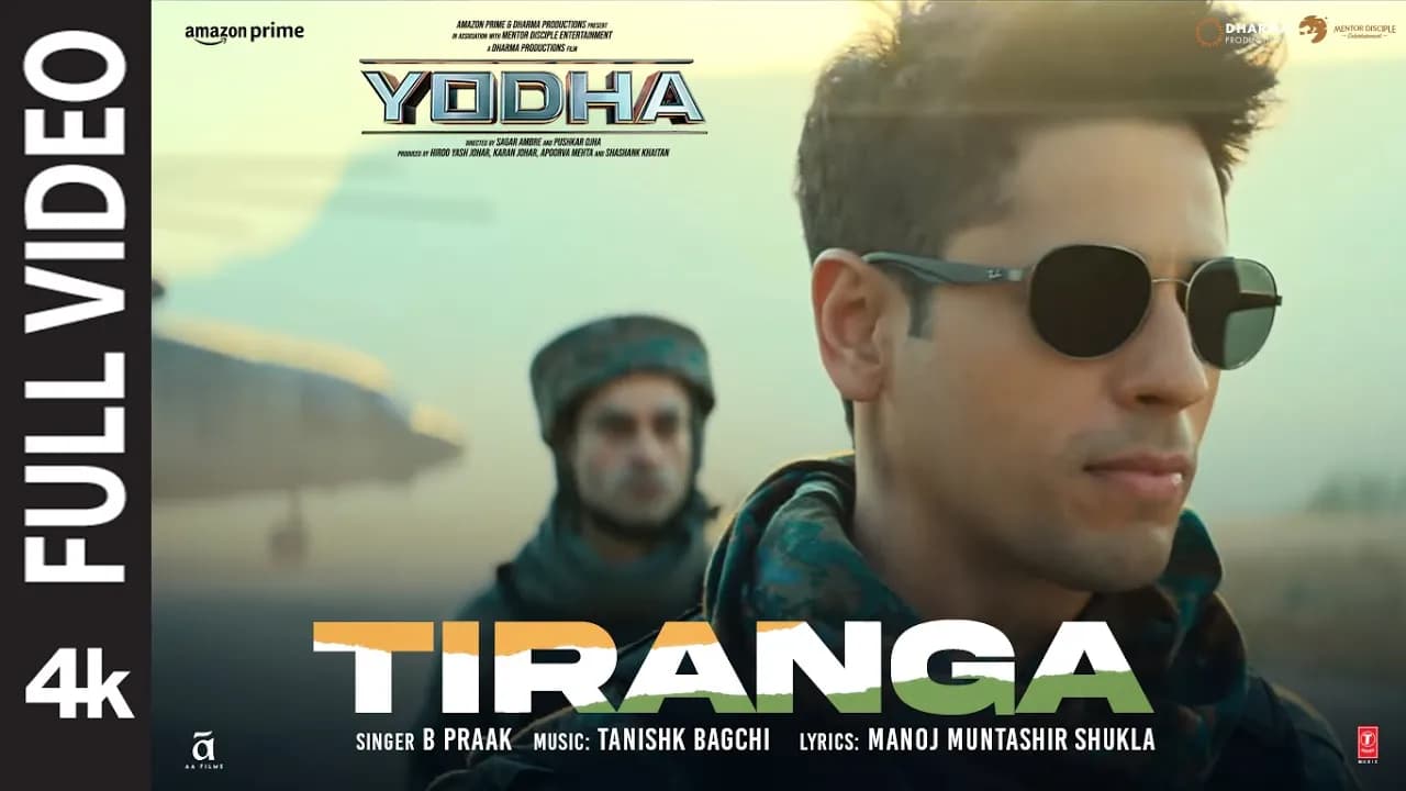 YODHA: Tiranga (Full Video) Sidharth Malhotra, Raashii Khanna | Tanishk Bagchi, B Praak | Manoj M