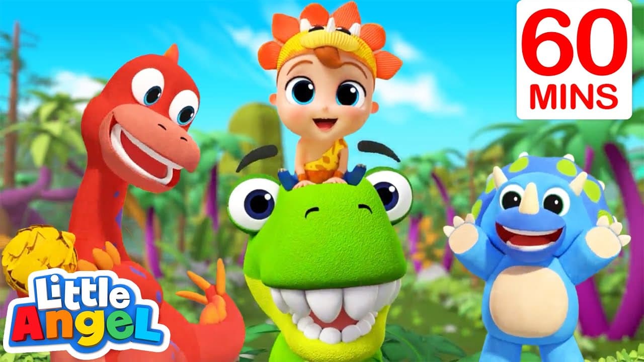 Dinosaur Adventures with Baby John, T-Rex, and Animals | Little Angel Kids Songs & Nursery Rhymes